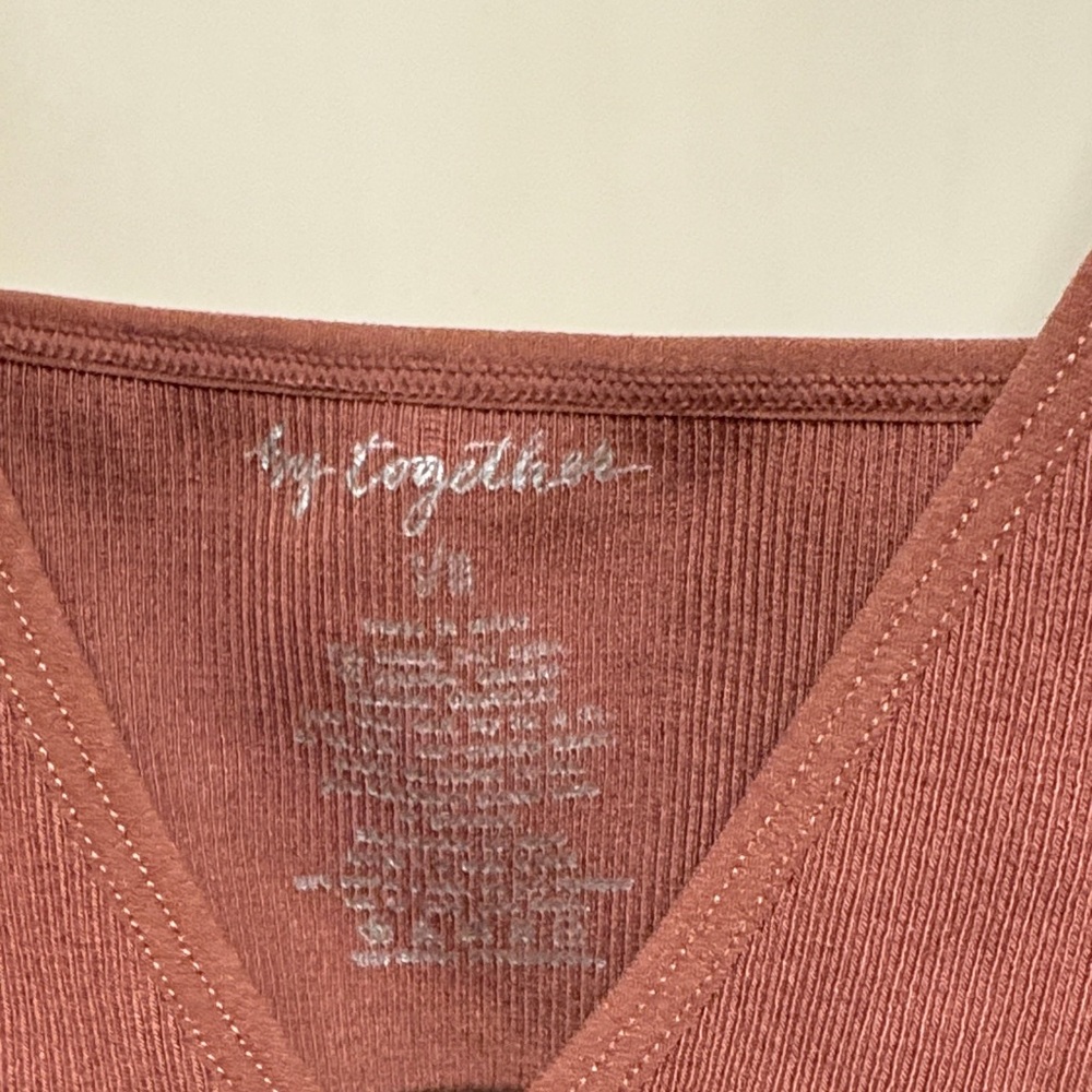 By Together Brown Knit V-Neck Top Bralette S/M - Picture 2 of 4